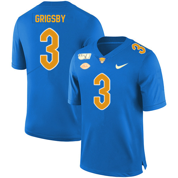 2019 Men #3 Nicholas Grigsby Pitt Panthers College Football Jerseys Sale-Royal